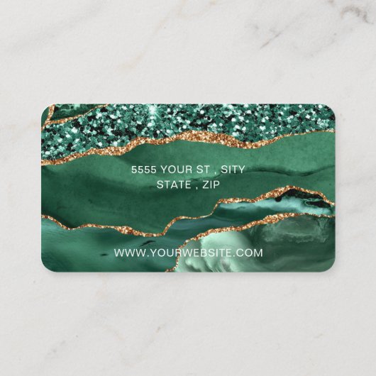 Green Gold Emerald Business Card mit Ihrem QR Code Visitenkarte (Rückseite)