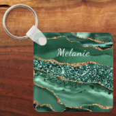 Green Gold Emerald Individuelle Name Schlüsselanhä Schlüsselanhänger (Vorderseite)