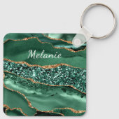 Green Gold Emerald Individuelle Name Schlüsselanhä Schlüsselanhänger (Rückseite)