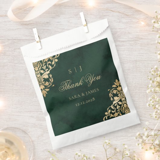 Green Gold Emerald Viktorianisch Wedding Vielen Da Geschenktütchen (Ausgeschnitten)