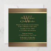 Green & Gold Eternal Circle Monogram Wedding Einladung (Rückseite)