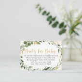 Green Gold Eucalyptus Baby Shower Buy Request Begleitkarte (Stehend Vorderseite)