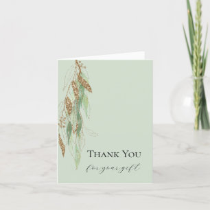 Green Gold Eucalyptus Glitzy Glitzer Wedding Dankeskarte