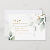 Green & Gold Eucalyptus VAR 1 Wedding RSVP Karte (Vorderseite)