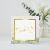 Green & Gold Eucalyptus Vielen Dank Karten (Stehend Vorderseite)