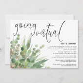 Green Gold Eukalyptus Script wird virtuell Hochzei Einladung (Vorderseite)