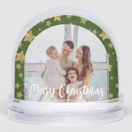 Green Gold Family Foto Einfach Frohe Weihnachten Schneekugeln