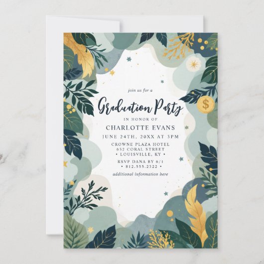 Green Gold Finance Business Foto Abschluss Einladung (Vorderseite)