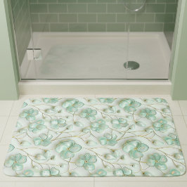 Green Gold Floral Bath Mat Badematte