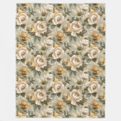 Green Gold Floral Blanket Modern Pastel Elegant Fleecedecke (Vorderseite)