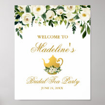 Green Gold Floral Brautparty Tee Party Willkommen