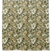 Green Gold Floral Curtain Pastel Botanical Touch Duschvorhang (Vorderseite)