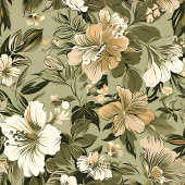 Green Gold Floral Curtain Pastel Botanical Touch Duschvorhang