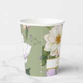 Green Gold Floral Elegant Modernes Monogramm Pappbecher (Rechts)