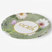 Green Gold Floral Elegante Modernes Zeitalter Pappteller (Schrägansicht)