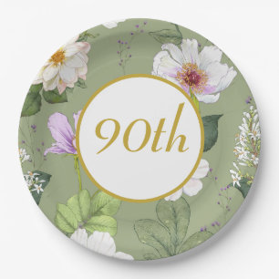 Green Gold Floral Elegante Modernes Zeitalter Pappteller