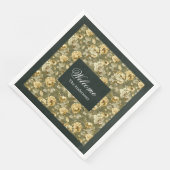Green Gold Floral Napkins Modern Chic Tableware Serviette (Ecke)