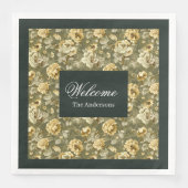 Green Gold Floral Napkins Modern Chic Tableware Serviette (Vorderseite)