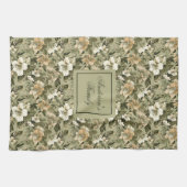 Green Gold Floral Personalized Elegant Towel  Geschirrtuch (Horizontal)