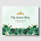 Green Gold Floral Princess Quinceañera Foto Gästebuch (Rückseite)