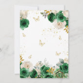 Green Gold Floral Quinceanera Einladung (Rückseite)