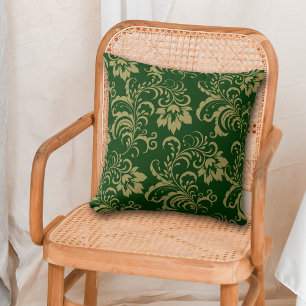Green Gold Floral Swirl Kissen