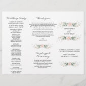 Green Gold Floral Tri+Fold Hochzeitsprogramm (Vorne)