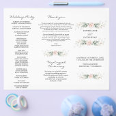 Green Gold Floral Tri+Fold Hochzeitsprogramm (Einzeln)