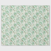 Green Gold Floral Wrapping Paper Geschenkpapier (Flach)