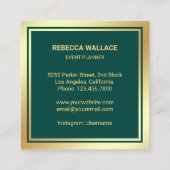 Green Gold Foil Balloons Party Event Plane Quadratische Visitenkarte (Rückseite)