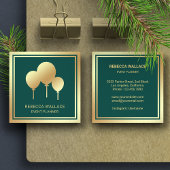 Green Gold Foil Balloons Party Event Plane Quadratische Visitenkarte
