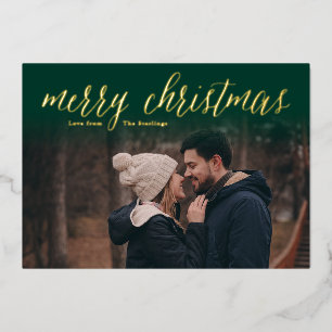 Green + Gold Foil Frohe Weihnachtsfotokarten Folien Feiertagskarte