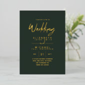 Green Gold Foil Script Elegante Moderne Hochzeit Folieneinladung (Stehend vorne)