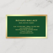 Green Gold Foil Zuhause Logo Real Anwesen Agent Visitenkarte (Rückseite)
