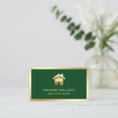 Green Gold Foil Zuhause Logo Real Anwesen Agent Visitenkarte (Stehend Vorderseite)