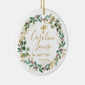 Green Gold Foliage Baby Baptisc Foto Keramik Ornament (Rechts)