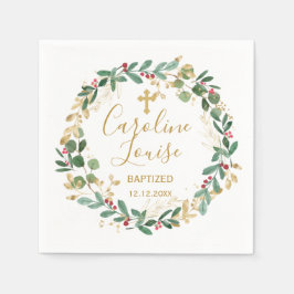 Green Gold Foliage Baby Baptisse Serviette