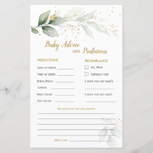 Green & Gold Foliage Baby Predication & Addon Card
