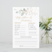 Green & Gold Foliage Baby Predication & Addon Card (Stehend Vorderseite)