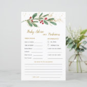 Green & Gold Foliage Baby Predication & Addon Card (Stehend Vorderseite)