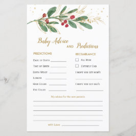 Green & Gold Foliage Baby Predication & Addon Card