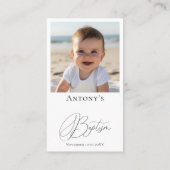 Green Gold Foliage Cross Taufen Gebet Visitenkarte (Rückseite)