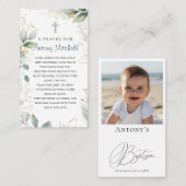 Green Gold Foliage Cross Taufen Gebet Visitenkarte (Vorne/Hinten)