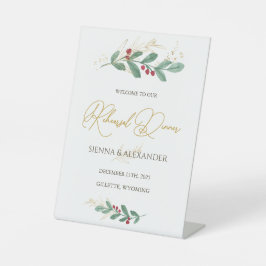 Green Gold Foliage Probe Dinner Willkommenszeichen Sockelschild