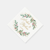 Green Gold Foliage Red Berry Napkins Serviette (Ecke)