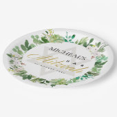 GREEN GOLD FOLIAGE WREATH STAR BAR BAT MITZVAH PAPPTELLER (Schrägansicht)