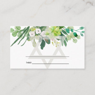 GREEN GOLD FOLIAGE WREATH STAR BAR BAT MITZVAH PLATZKARTE