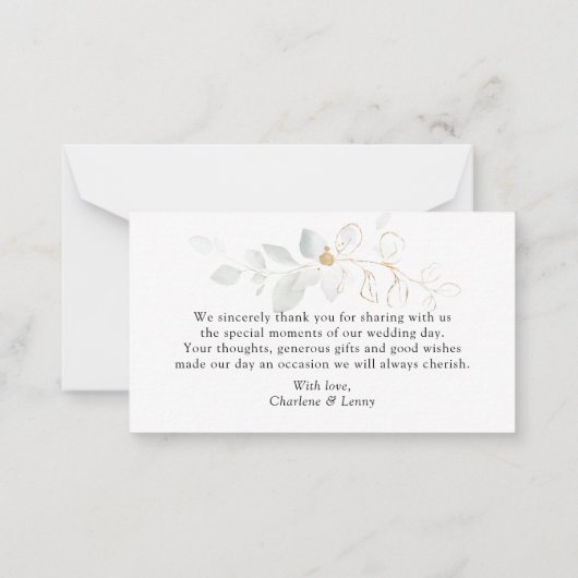 Green Gold Folies (Aquarellfarben) Dankeschön Kart Mitteilungskarte (Rückseite)