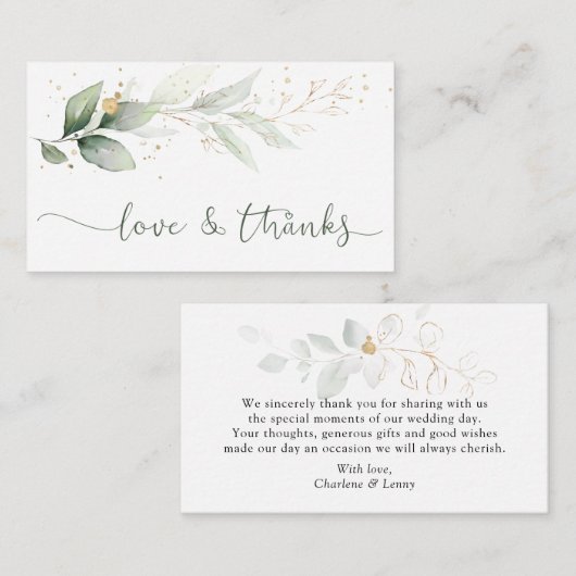 Green Gold Folies (Aquarellfarben) Dankeschön Kart Mitteilungskarte (Vorne/Hinten)