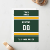 Green & Gold Football Tailgate Party Einladung (Vorderseite/Rückseite Beispiel)